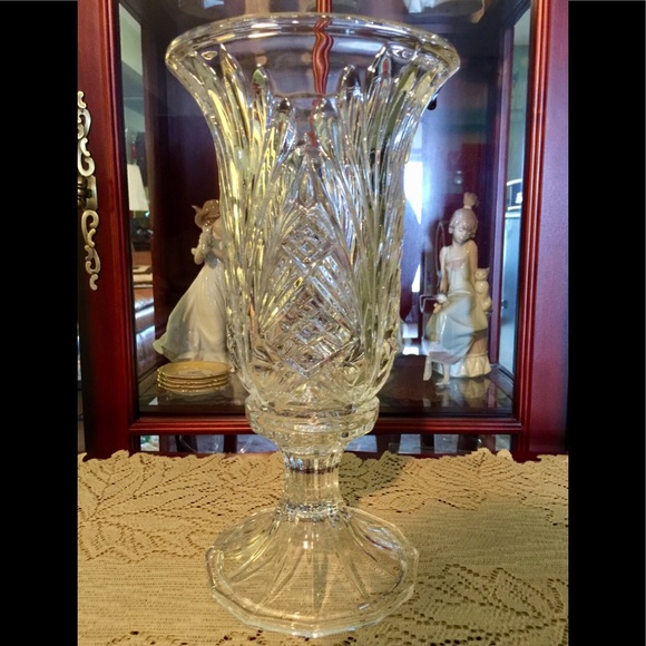 St Crystal Hurricane Candle Holders / Contemporary Glass St
